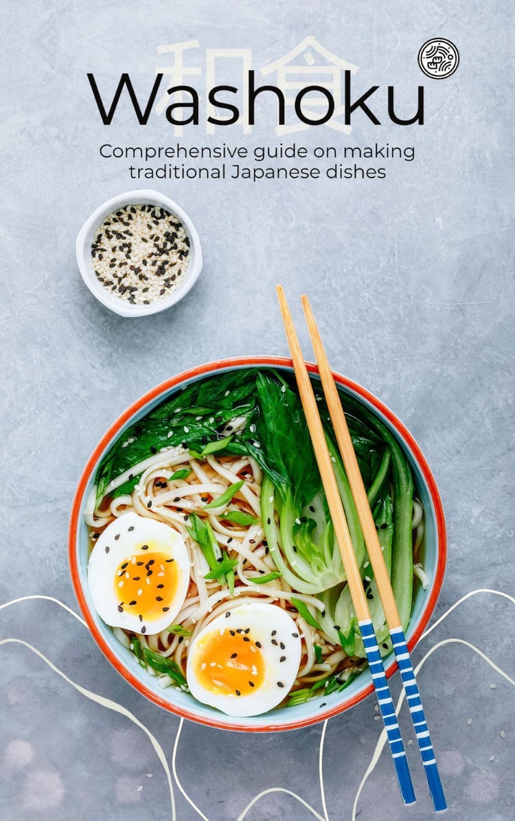 Grey, Black and Cream Japanese Cooking Guide Book Cover