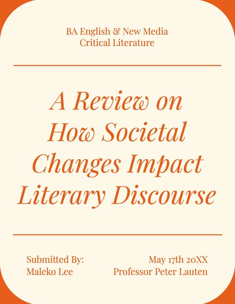 Beige & Orange Literary Discourse Essay Cover