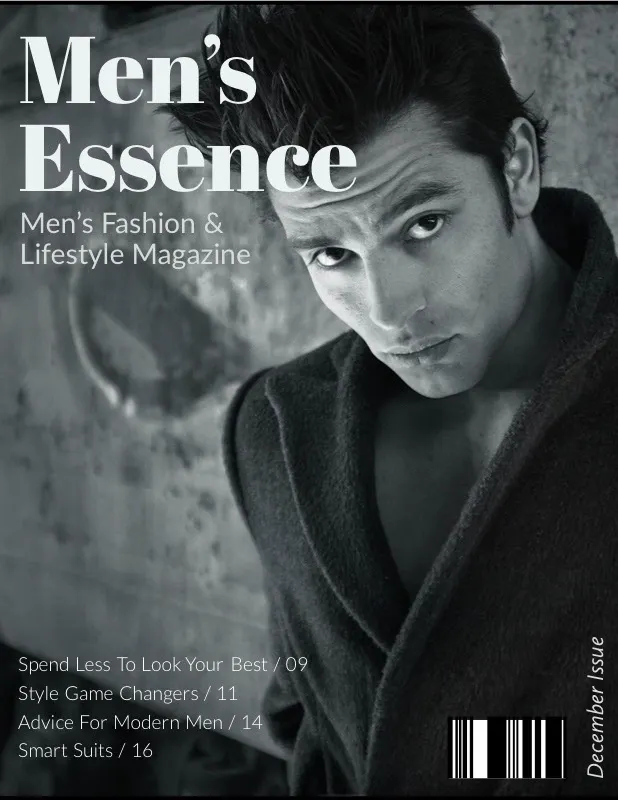 Black and White Handsome Man Magazine Cover