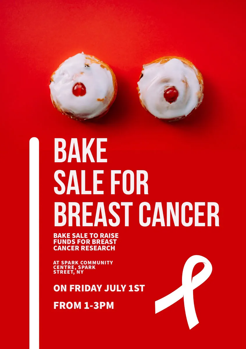 Red and White Bake Sale Charity Event Ad Poster 