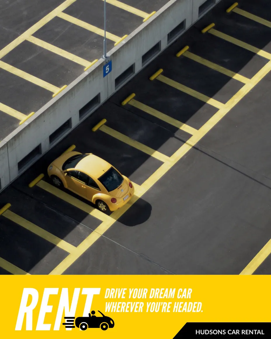 Yellow, Light Toned Car Rent Ad Instagram Portrait