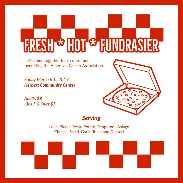 Red and White Fundrasier Instagram Graphic