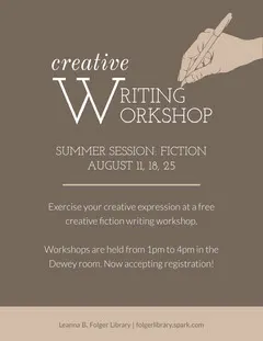 Grey and White Creative Writing Flyer Workshop