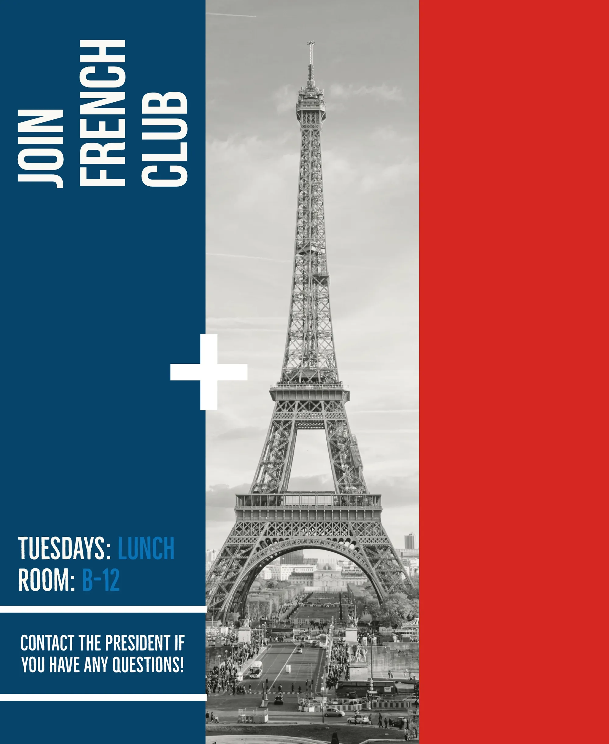 Red, White and Blue French Club Ad Poster 