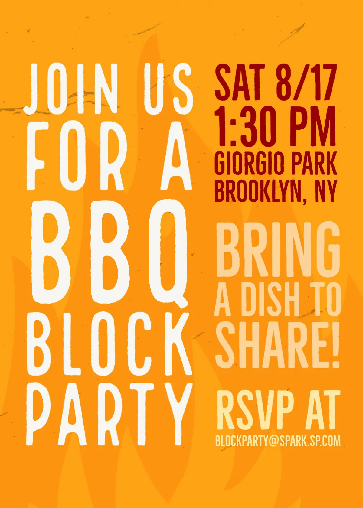 Orange & Red Fire BBQ Invite