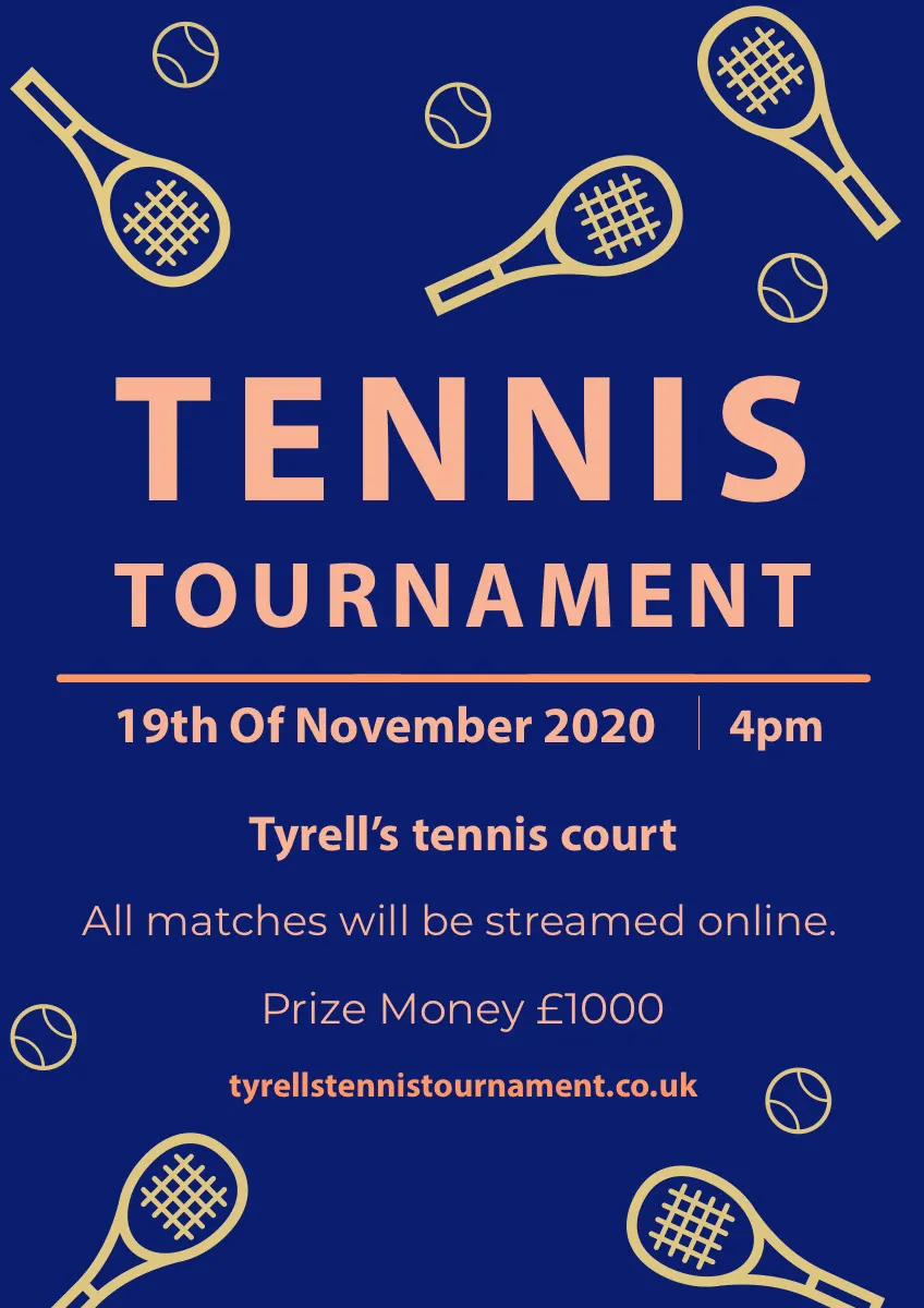Blue and Yellow Illustrated Tennis Tournament Flyer