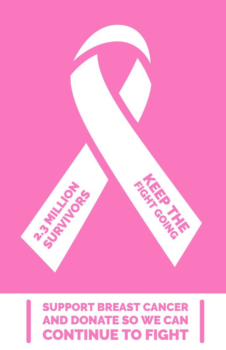 Pink and White Breast Cancer Poster