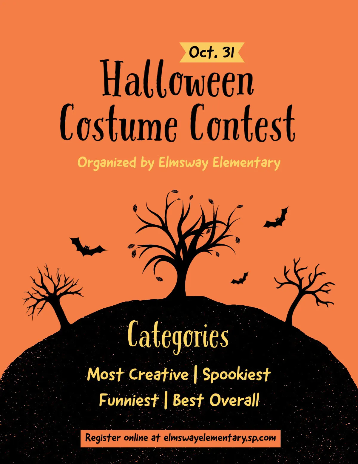 Orange And Black Halloween Costume Contest Flyer