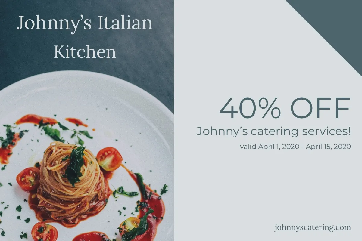 Gray Italian Restaurant Discount Coupon with Gourmet Pasta Meal