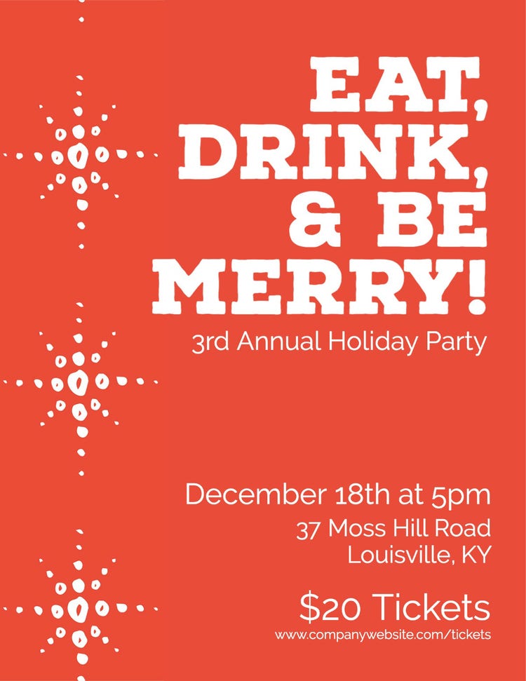 Red Snowflake Holiday Party Invitation Flyer
