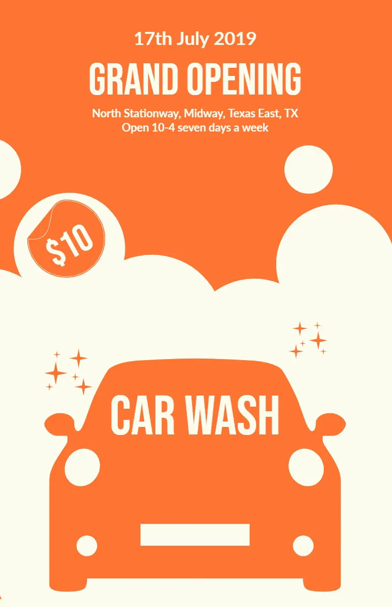 Orange and White Car Wash Poster