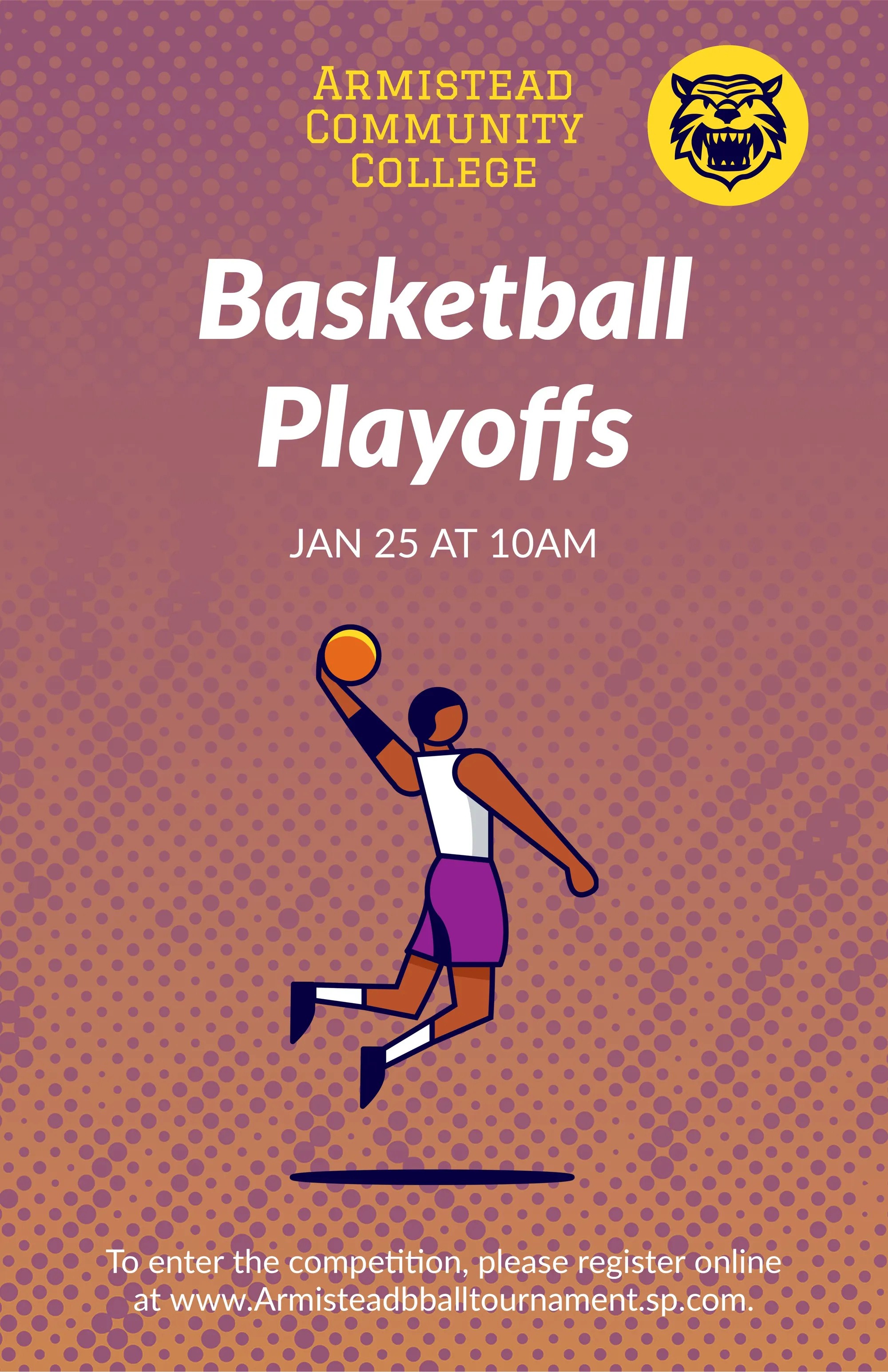 Purple Orange Halftone College Basketball Playoffs Flyer
