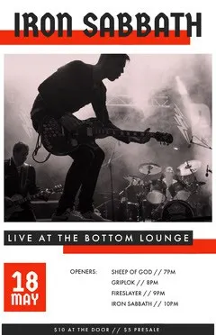 Rock Music Concert Event Poster with Picture of Band Performing Live Music Flyer