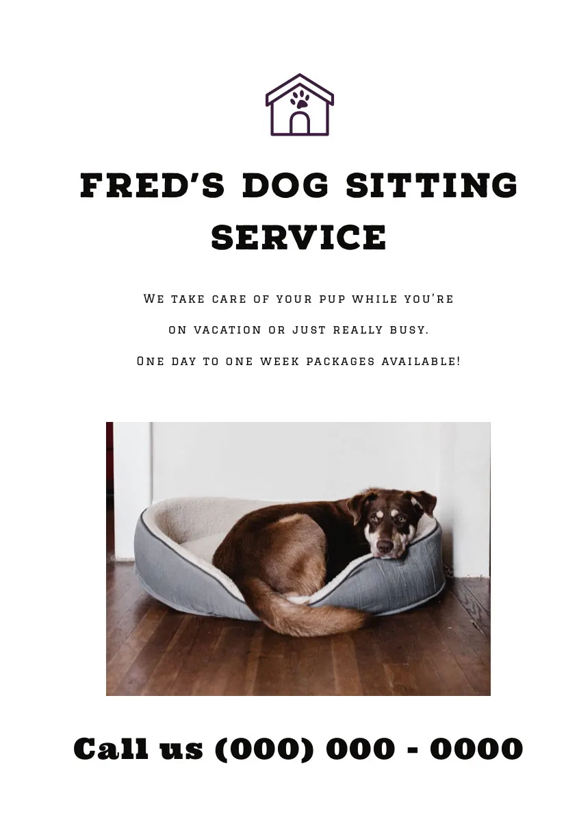 Black and White Dog Sitting Service Flyer