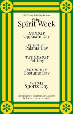 arty virtual spirit week poster  Spirit Week