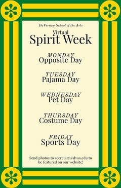 arty virtual spirit week poster Spirit Week