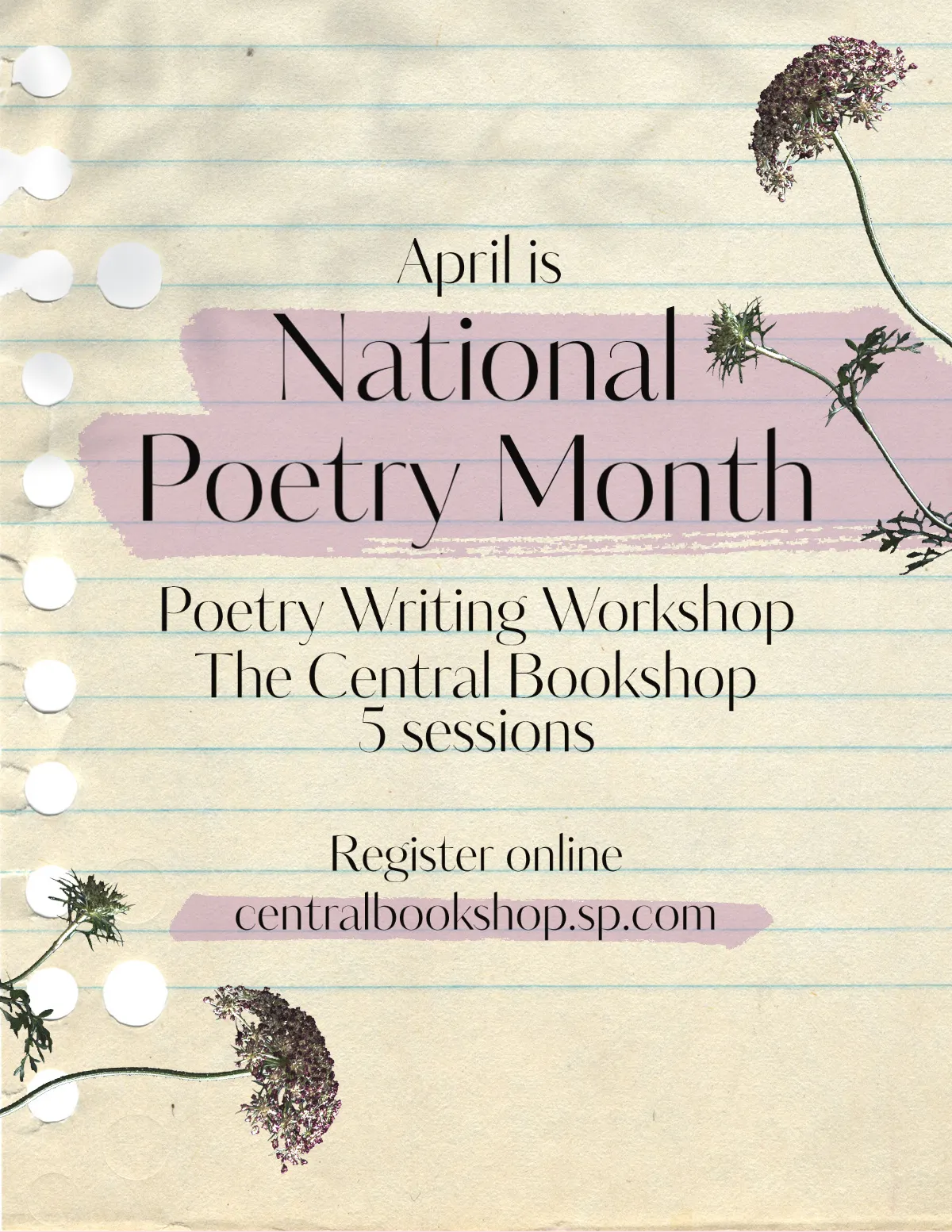 Pink Notebook Page Style National Poetry Month Flyer