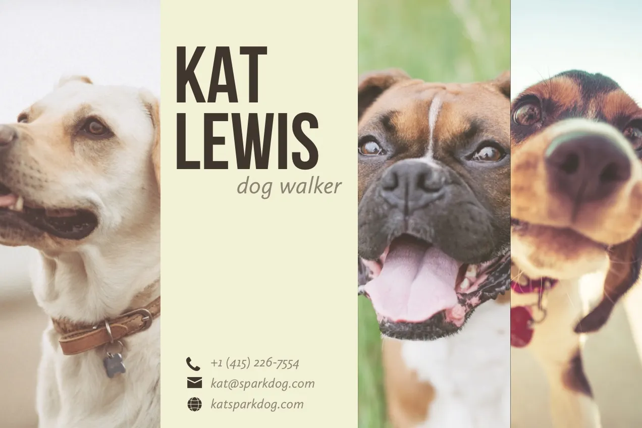 White and Three Dogs Business Card 