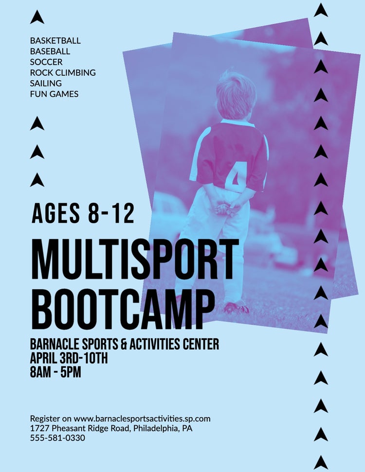 Blue Purple Black Sports Bootcamp Flyer