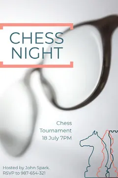 White and Green Chess Night Poster Game Night Flyer