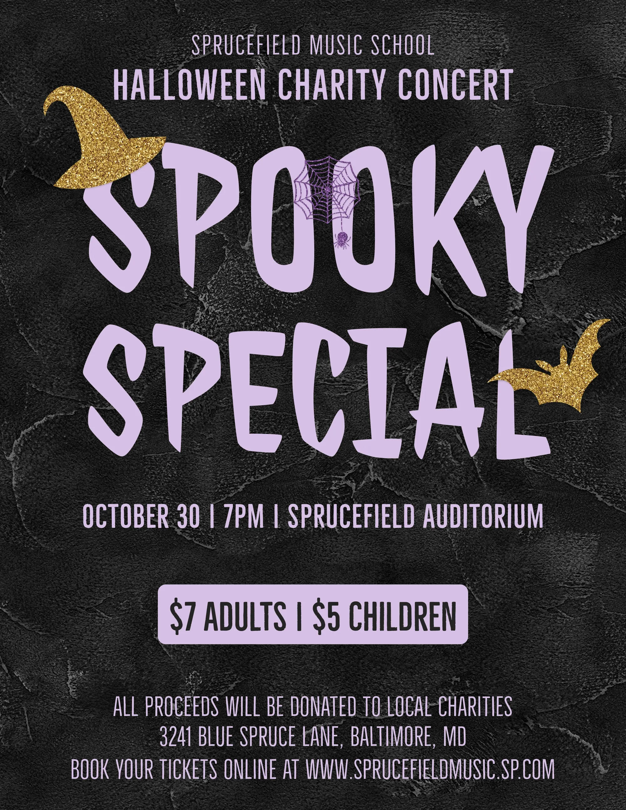 Purple Spooky Halloween Charity Concert Flyer