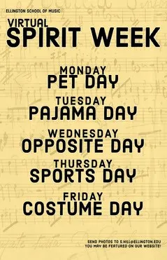 yellow virtual spirit week poster  Spirit Week