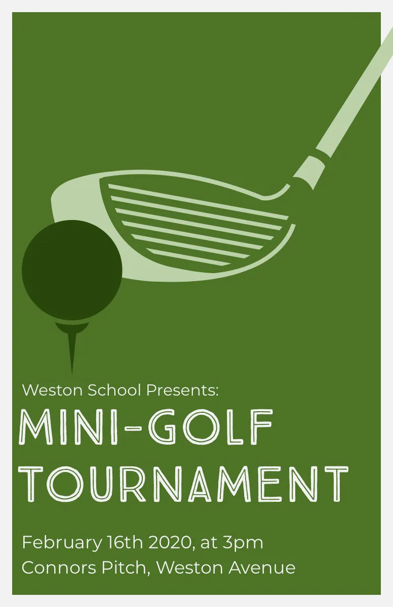 Green Illustrated Mini Golf Tournament Flyer