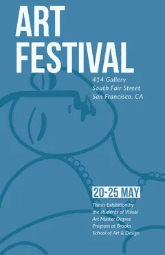 Blue Illustrated Art Festival Poster Exhibition