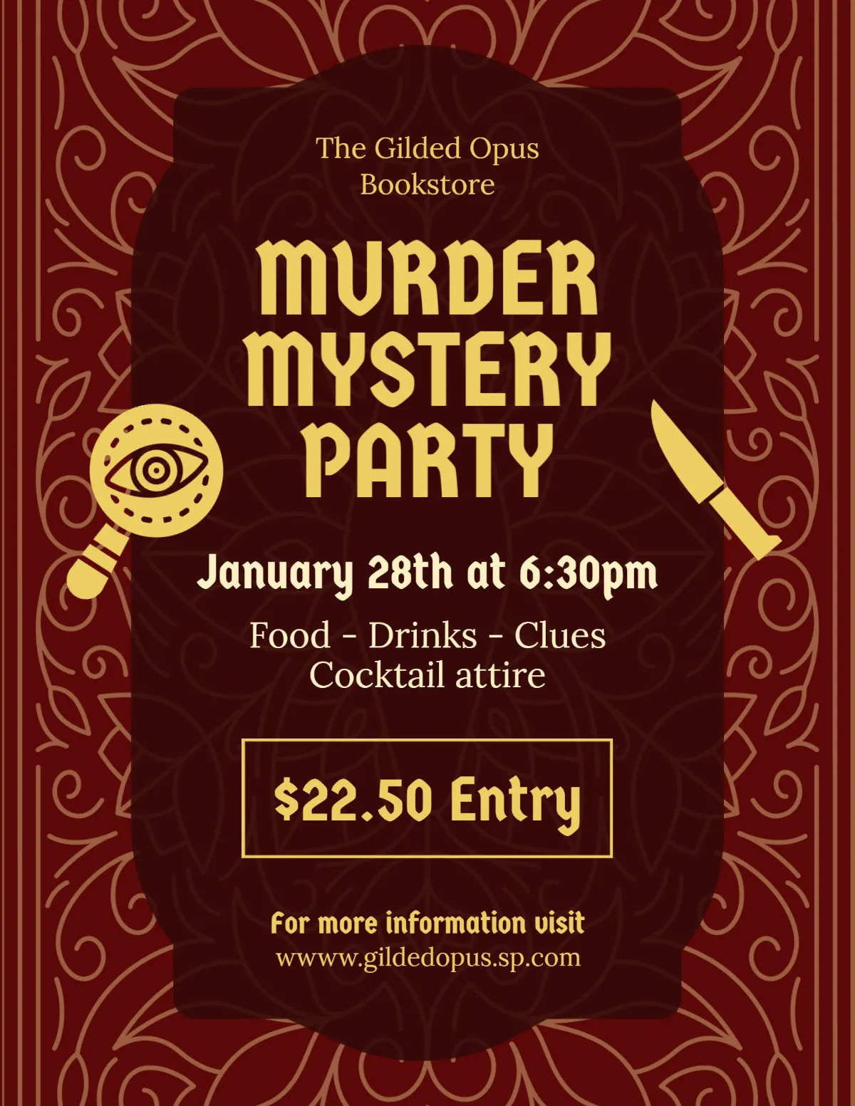 Brown and Yellow Murder Mystery Party Flyer