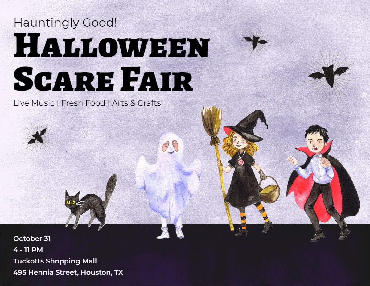 Purple and Black Halloween Fair Event Flyer