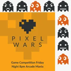Yellow and White Pixel Wars Instagram Graphic Game Night Flyer