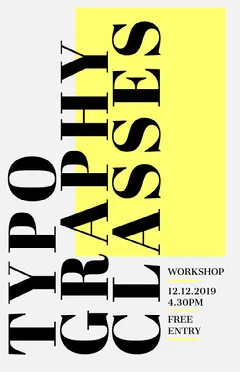 Yellow and Black Typography Workshop Flyer Workshop