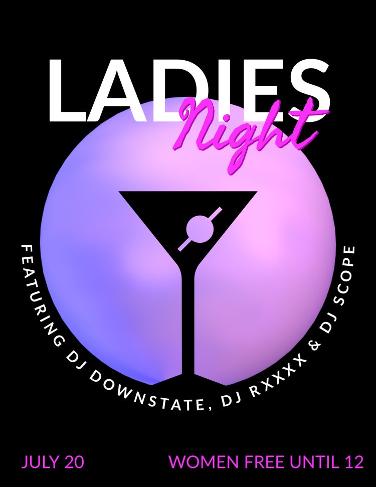 Black Minimal Ladies Night Flyer