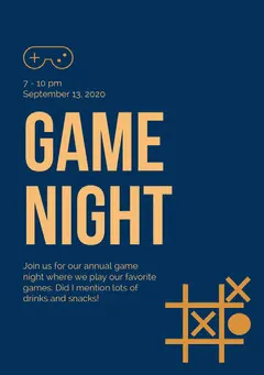 Orange and Navy Blue Game Night Invitation Game Night Flyer