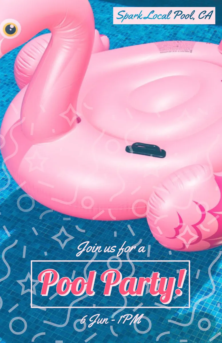Pink Flamingo Pool Party Flyer