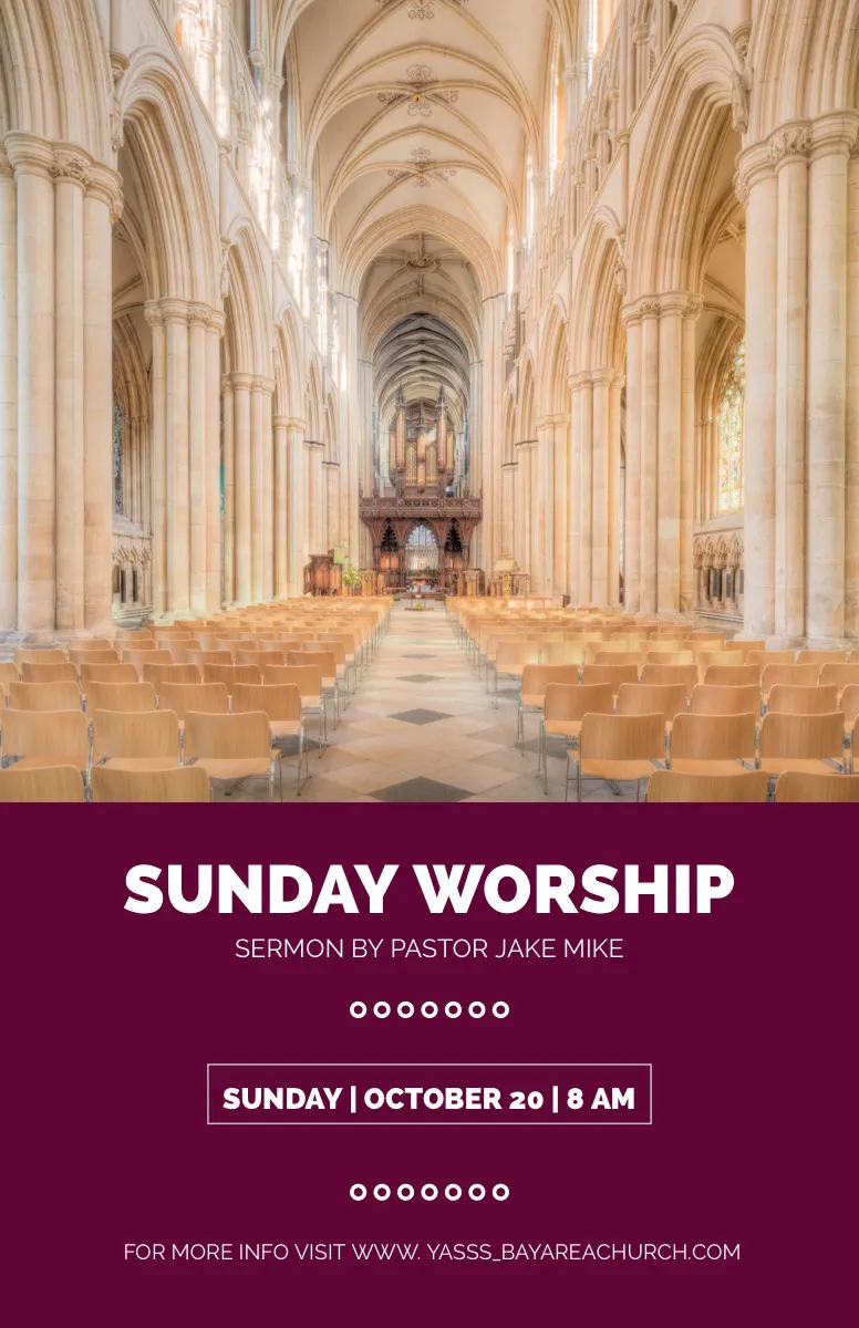 Claret With Modern Interior Sunday Worship Flyer