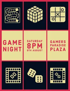 Black Red and White Game Night Social Post Game Night Flyer