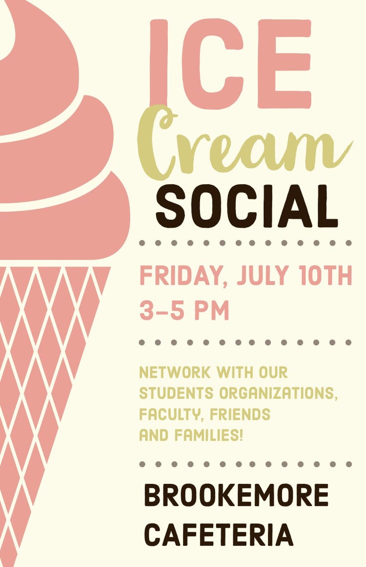 Red and Yellow Illustrated Ice Cream Social School Event Flyer