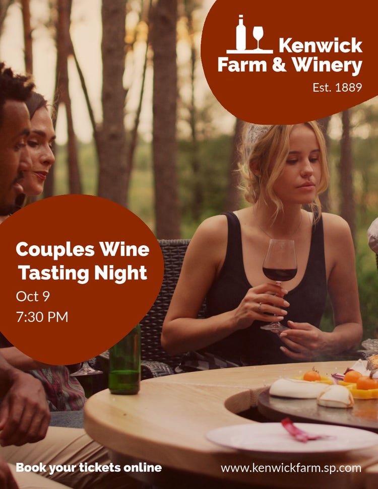 Brown and White Wine Tasting Night Flyer
