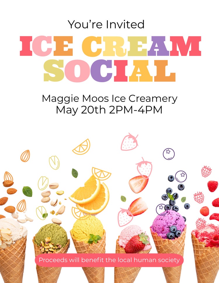 Fun Multicolor Ice Cream Social Flyer