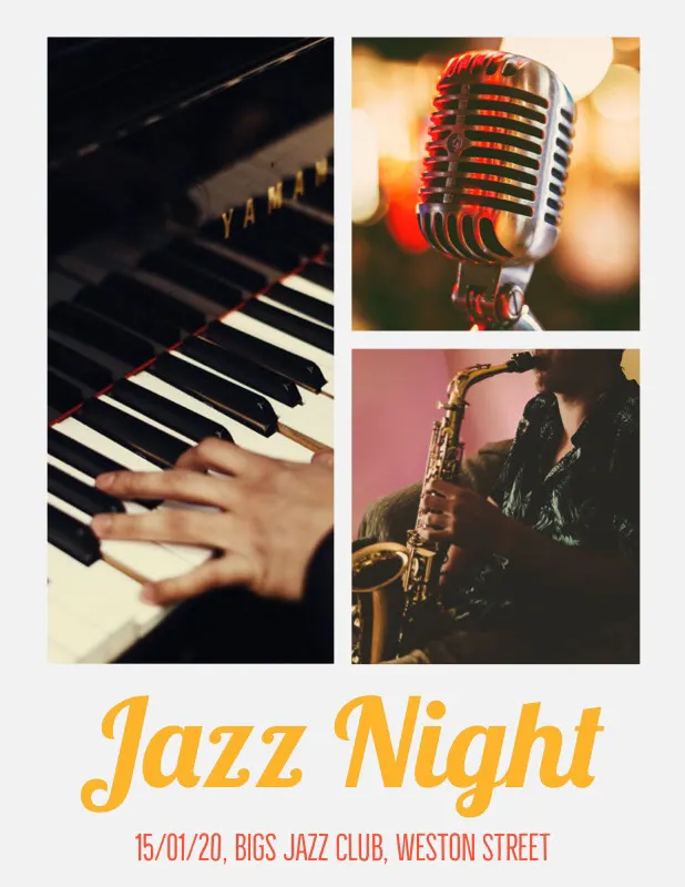 Jazz Club Flyer with Collage of Instruments