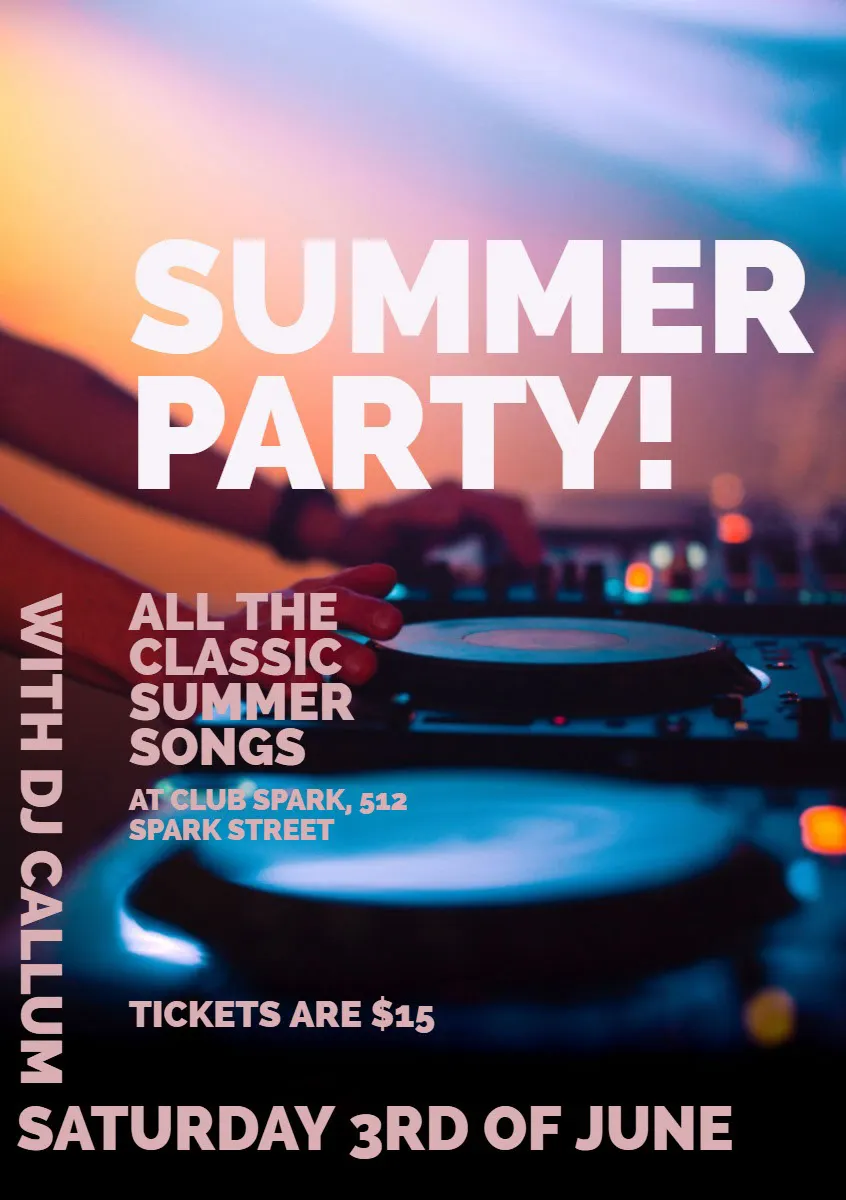 Light, Bright TOned Summer Party Ad Poster