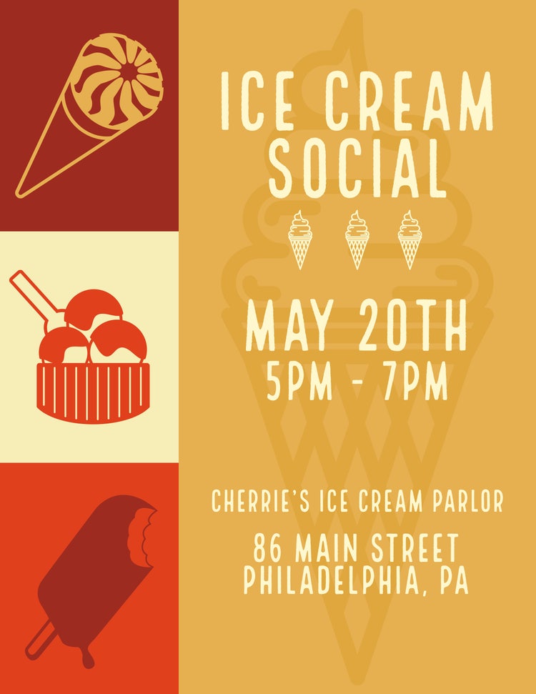Red and Brown Ice Cream Social Flyer