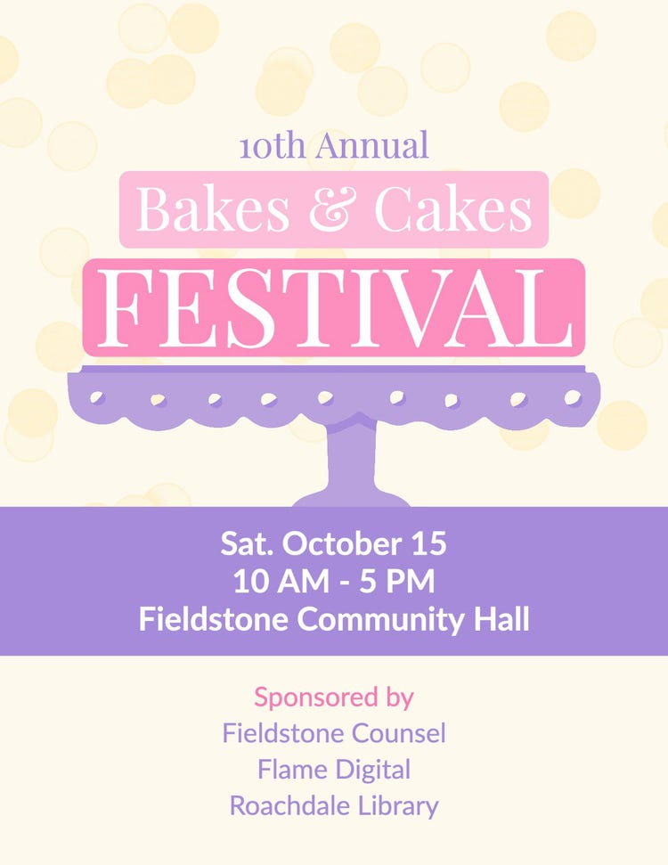 Pink, Purple And Yellow Duotone Cake Festival Flyer