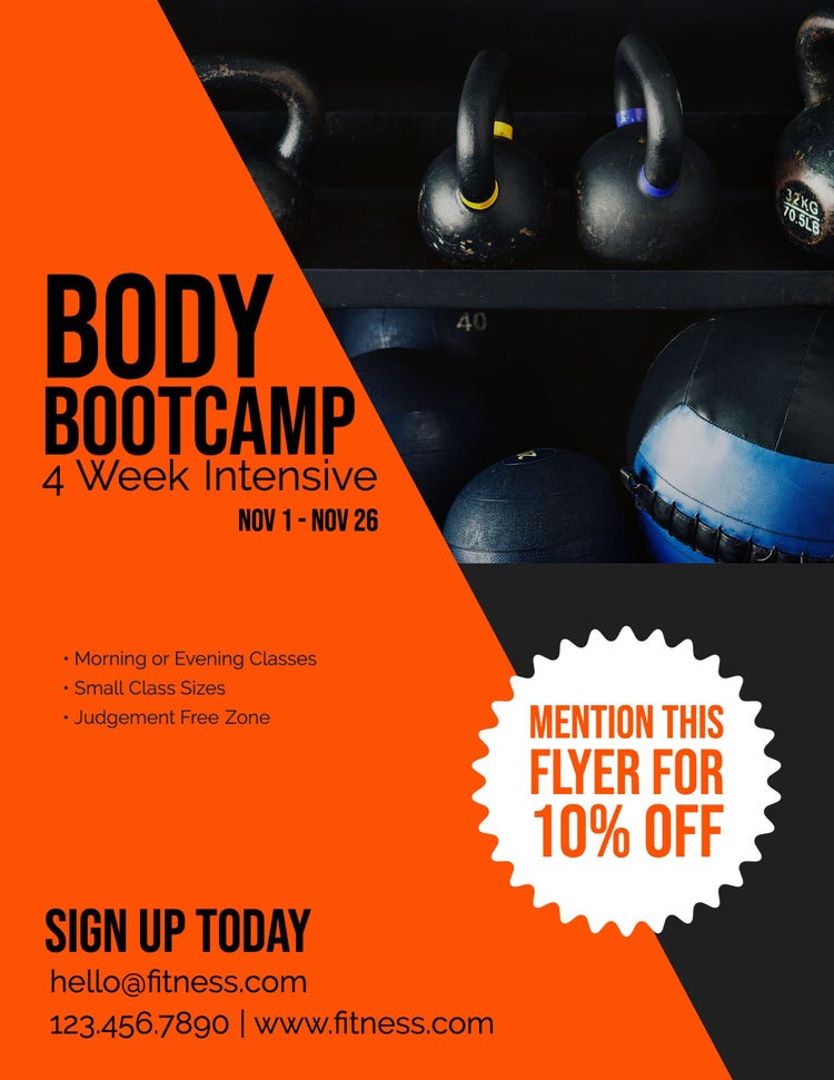 Orange and Black Fitness Bootcamp Flyer
