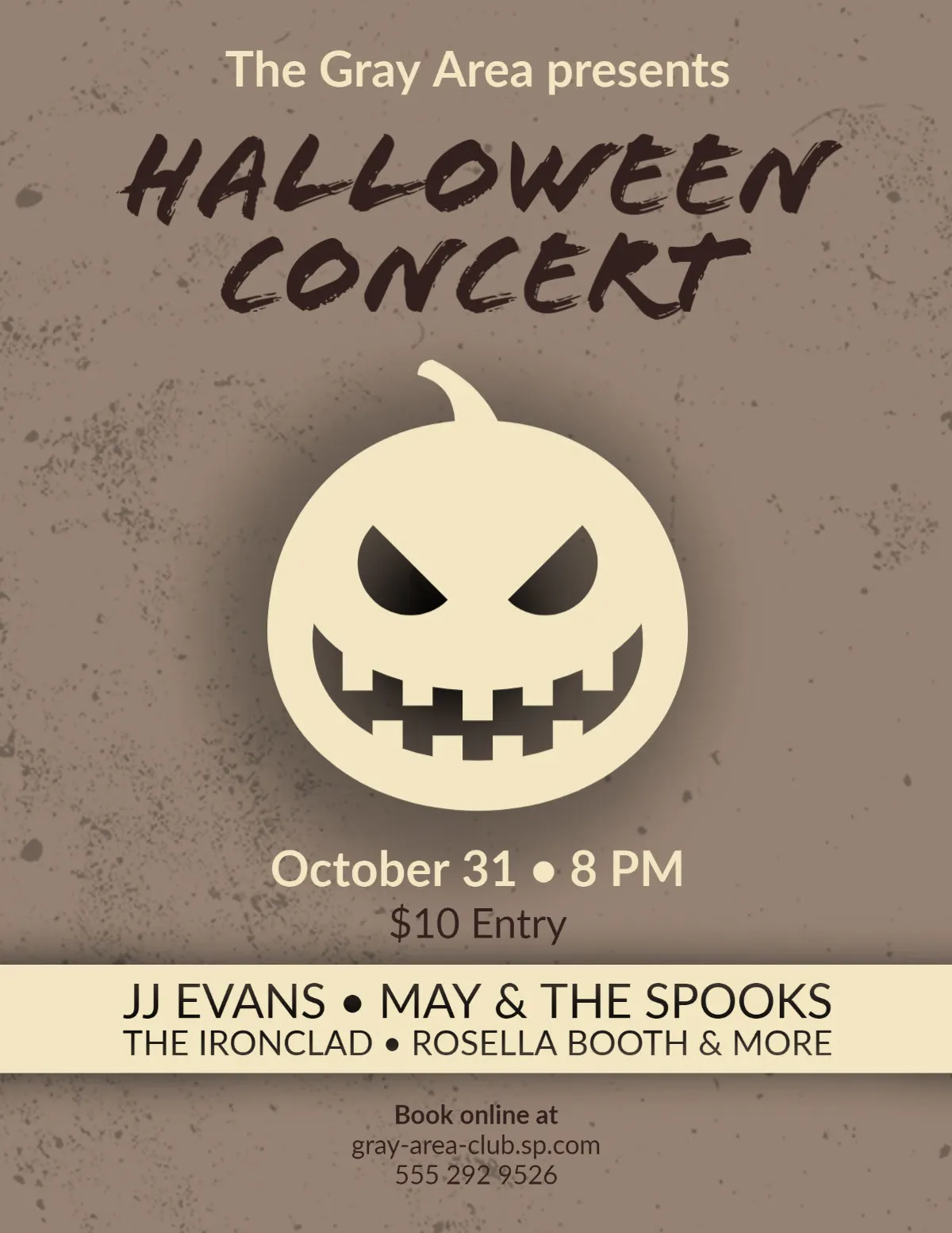 Brown Spooky Halloween Concert Advertisement Flyer