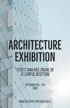 Gray Modern Glass Building Photo Graduate Architecture Exhibition Poster Exhibition