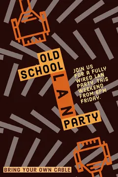 Brown and Orange Old School Poster Game Night Flyer