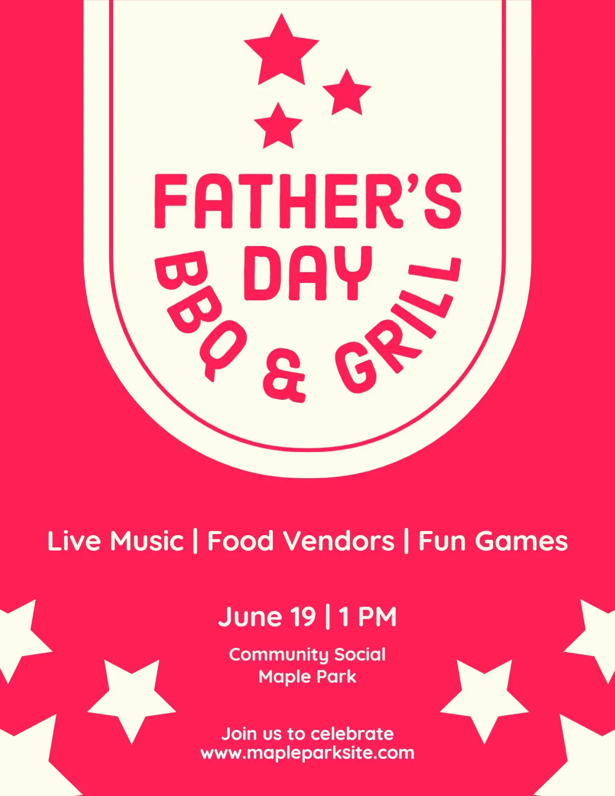 Green And Pink Stars Father's Day Flyer
