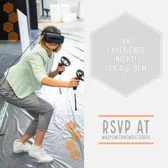 VR Party Invitation Card with Woman Game Night Flyer